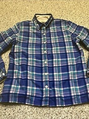 L.L. Bean Blue Plaid Button-Down Shirt
